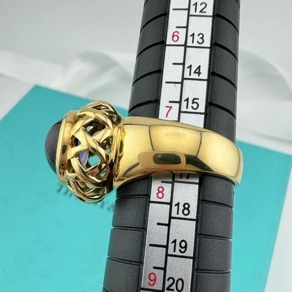 Tiffany & Co. 18k Amethyst Basket Ring Paloma Picasso Graffiti X Etched Gemstone - Picture 5 of 7